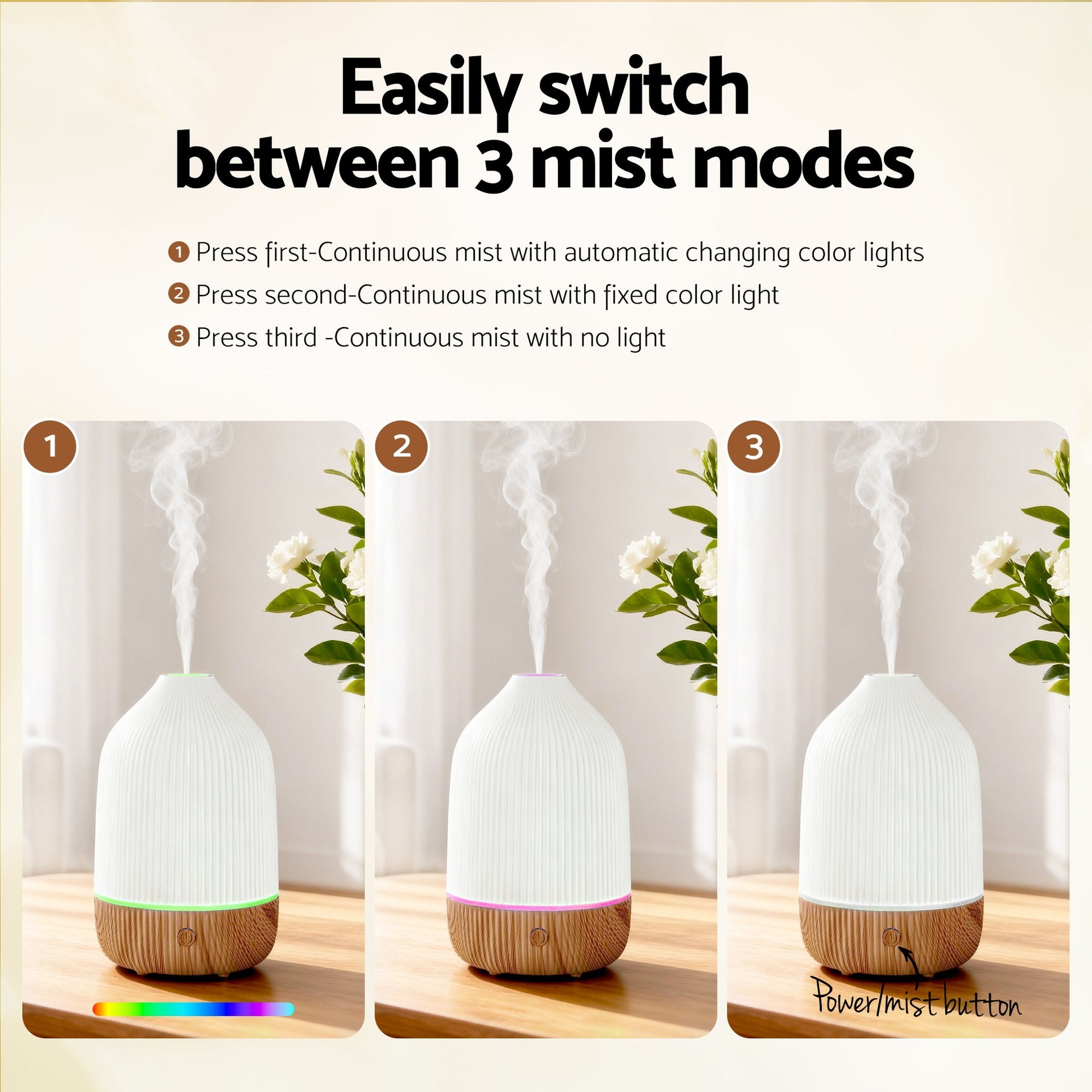 Devanti Ultrasonic Aroma Diffuser Aromatherapy 100ml LED Lights Iron Humidifier Forest Devanti