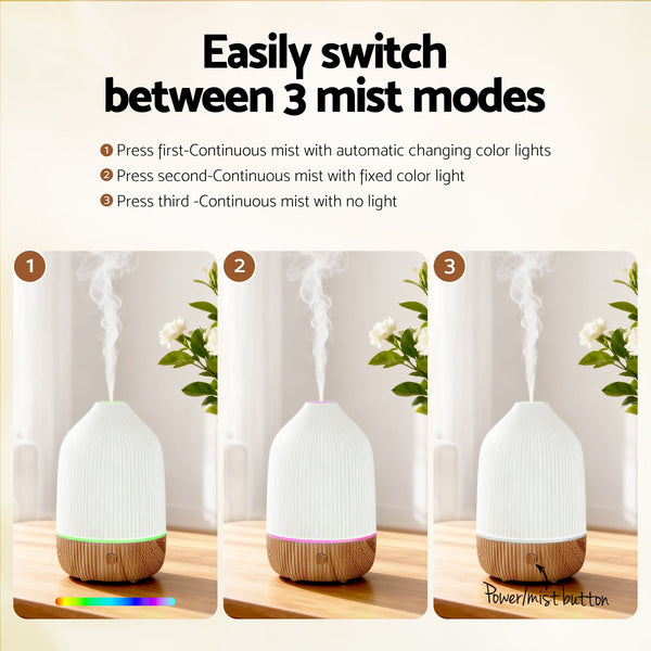 Devanti Ultrasonic Aroma Diffuser Aromatherapy 100ml LED Lights Iron Humidifier Forest Devanti