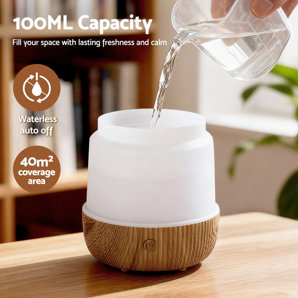 Devanti Ultrasonic Aroma Diffuser Aromatherapy 100ml LED Lights Iron Humidifier Forest Devanti