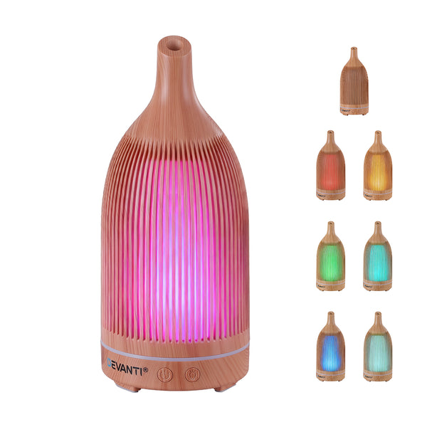 Devanti Ultrasonic Aroma Diffuser Aromatherapy 200ml LED Lights Iron Humidifier Forest Light wood grain Awezingly