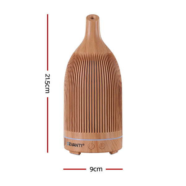 Devanti Ultrasonic Aroma Diffuser Aromatherapy 200ml LED Lights Iron Humidifier Forest Light wood grain Awezingly