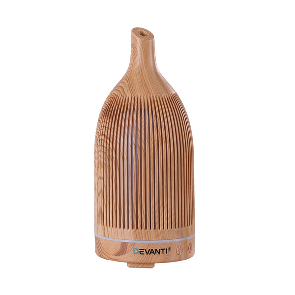Devanti Ultrasonic Aroma Diffuser Aromatherapy 200ml LED Lights Iron Humidifier Forest Light wood grain Awezingly