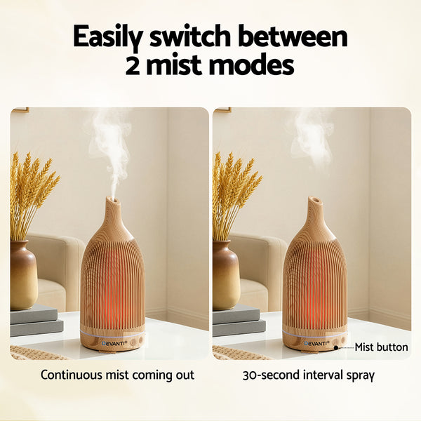 Devanti Ultrasonic Aroma Diffuser Aromatherapy 200ml LED Lights Iron Humidifier Forest Light wood grain Awezingly