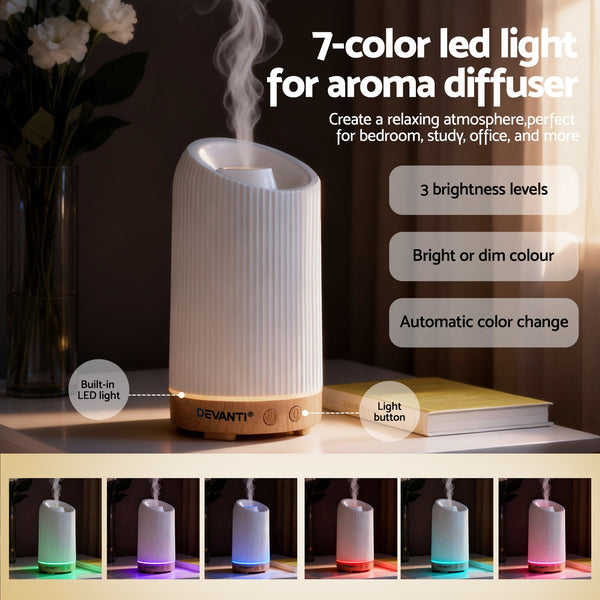 Devanti Ultrasonic Aroma Diffuser Aromatherapy 200ml LED Lights Iron Humidifier Forest Devanti