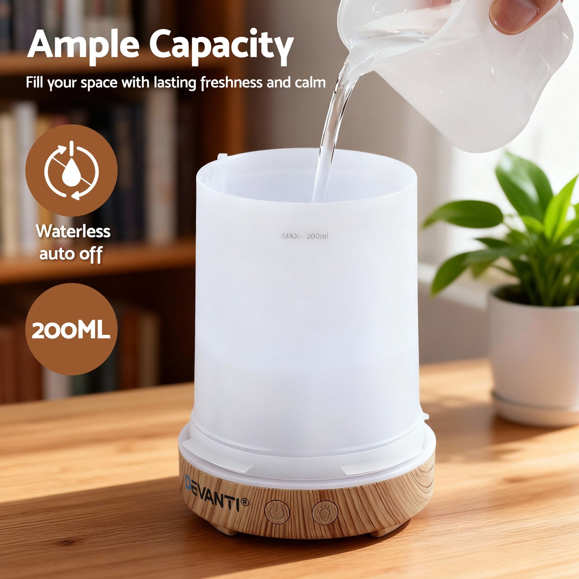 Devanti Ultrasonic Aroma Diffuser Aromatherapy 200ml LED Lights Iron Humidifier Forest Devanti