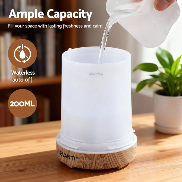 Devanti Ultrasonic Aroma Diffuser Aromatherapy 200ml LED Lights Iron Humidifier Forest Devanti
