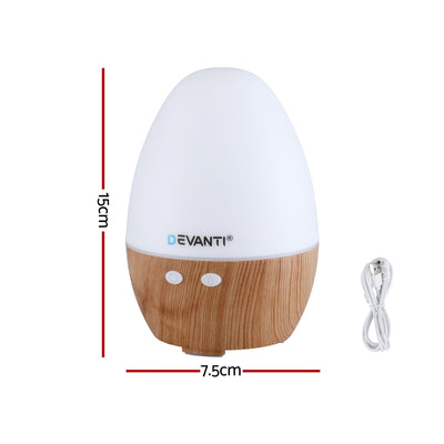 Devanti Ultrasonic Aroma Diffuser Aromatherapy 130ml LED Lights Iron Humidifier Forest