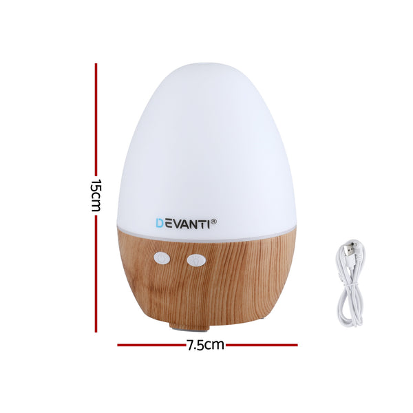 Devanti Ultrasonic Aroma Diffuser Aromatherapy 130ml LED Lights Iron Humidifier Forest Devanti