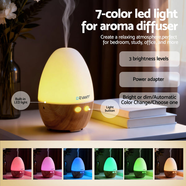Devanti Ultrasonic Aroma Diffuser Aromatherapy 130ml LED Lights Iron Humidifier Forest Devanti