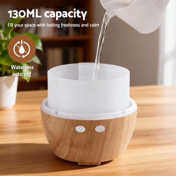 Devanti Ultrasonic Aroma Diffuser Aromatherapy 130ml LED Lights Iron Humidifier Forest Devanti