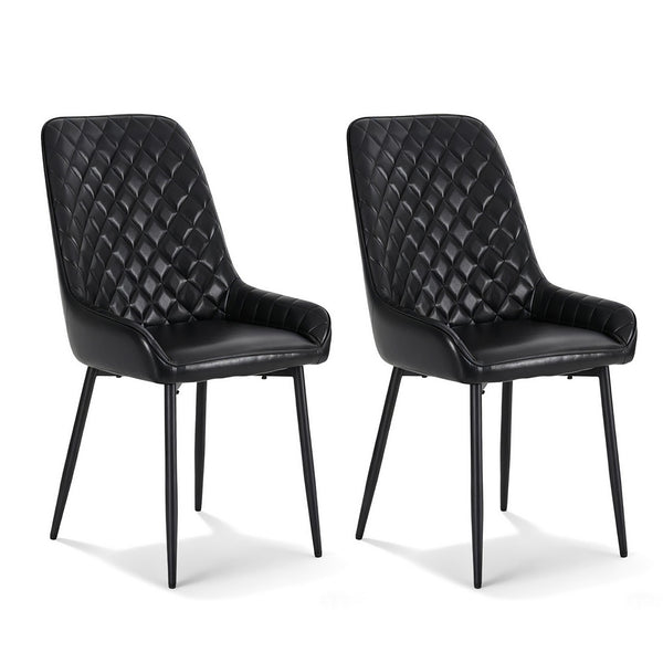 Artiss 2x Dining Chairs Retro PU Leather Kitchen Lounge Cafe Accent Chair Black Artiss