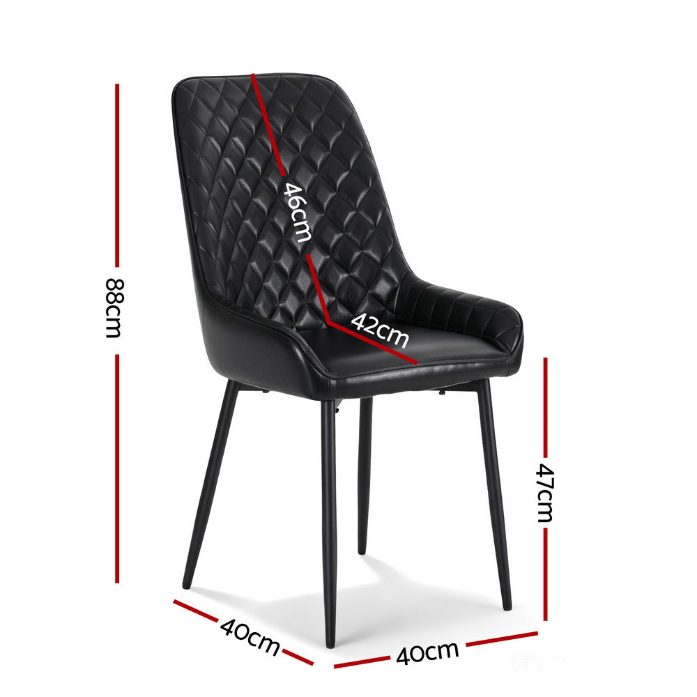 Artiss 2x Dining Chairs Retro PU Leather Kitchen Lounge Cafe Accent Chair Black Artiss