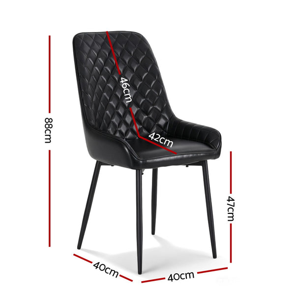 Artiss 2x Dining Chairs Retro PU Leather Kitchen Lounge Cafe Accent Chair Black Artiss