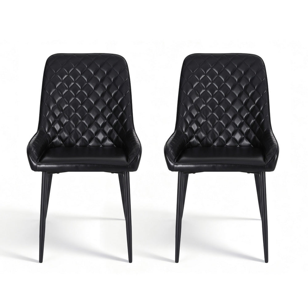 Artiss 2x Dining Chairs Retro PU Leather Kitchen Lounge Cafe Accent Chair Black Artiss
