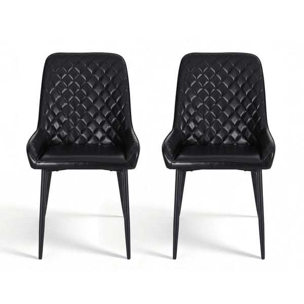 Artiss 2x Dining Chairs Retro PU Leather Kitchen Lounge Cafe Accent Chair Black Artiss