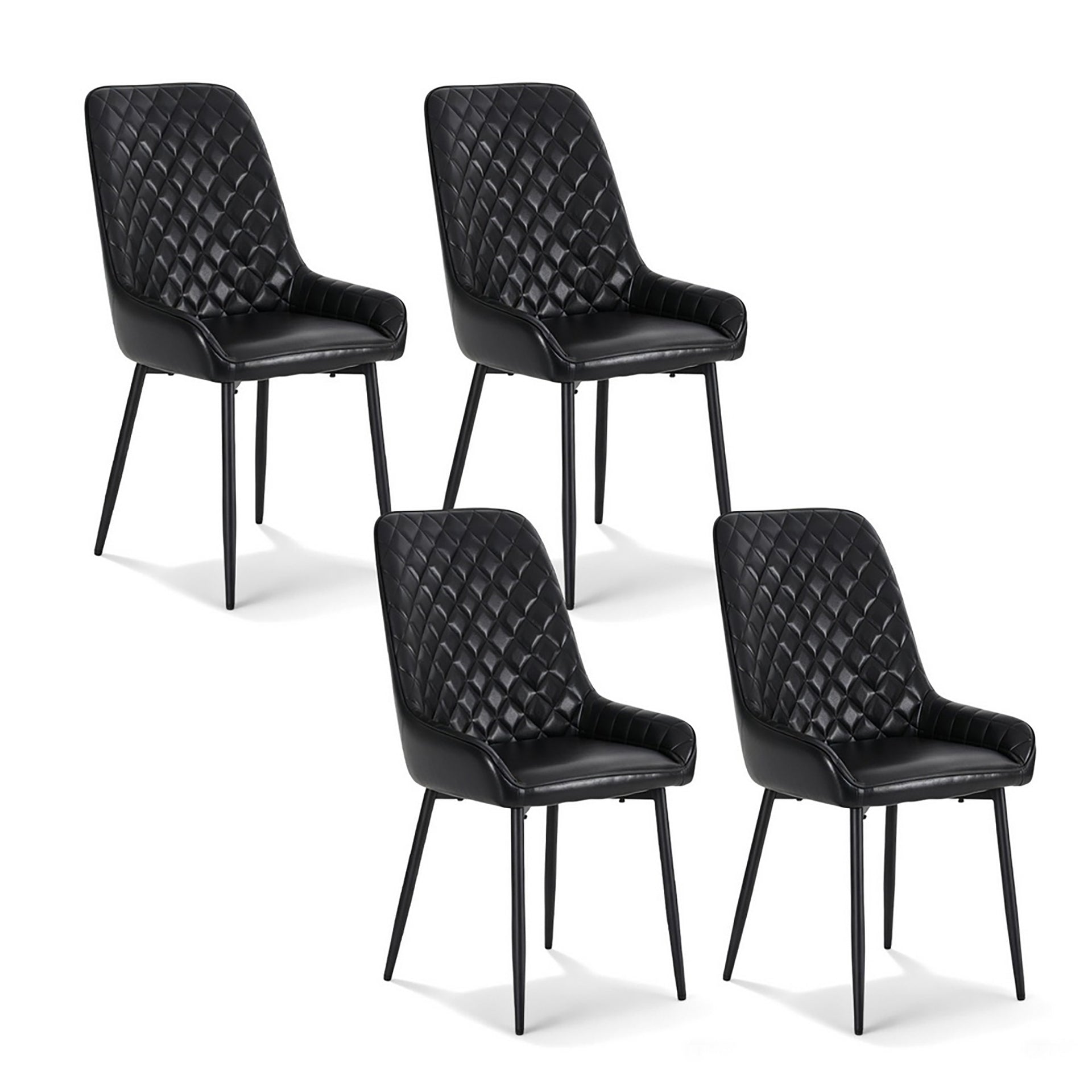Artiss 4x Dining Chairs Retro PU Leather Kitchen Lounge Cafe Accent Chair Black Artiss