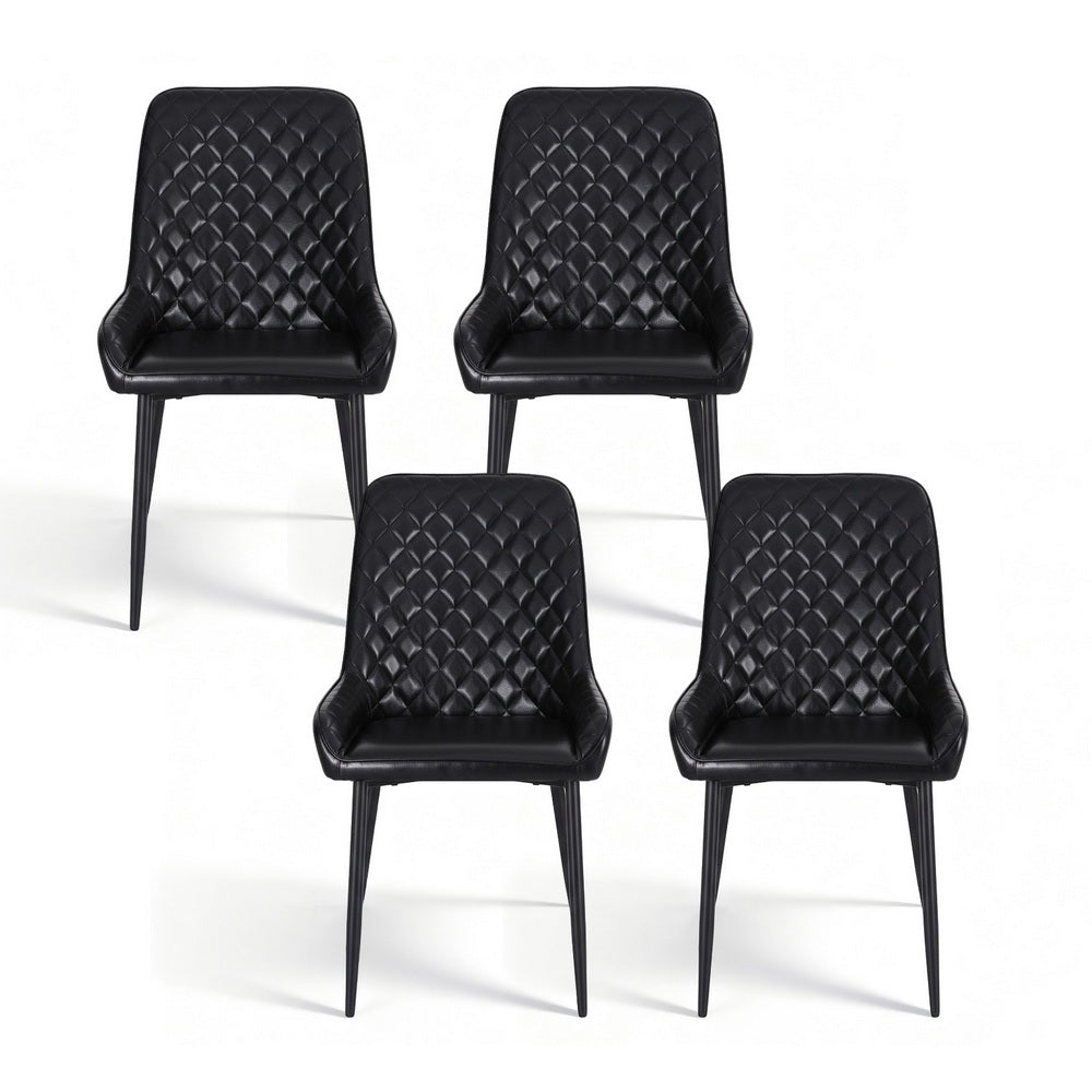 Artiss 4x Dining Chairs Retro PU Leather Kitchen Lounge Cafe Accent Chair Black Artiss