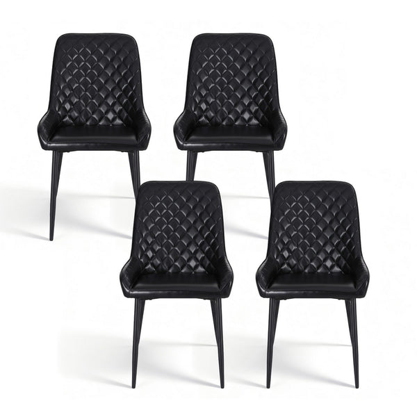 Artiss 4x Dining Chairs Retro PU Leather Kitchen Lounge Cafe Accent Chair Black Artiss