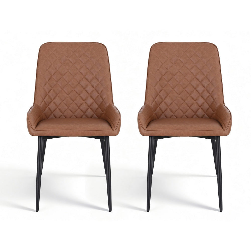 Artiss 2x Dining Chairs Retro PU Leather Kitchen Lounge Cafe Accent Chair Brown Artiss
