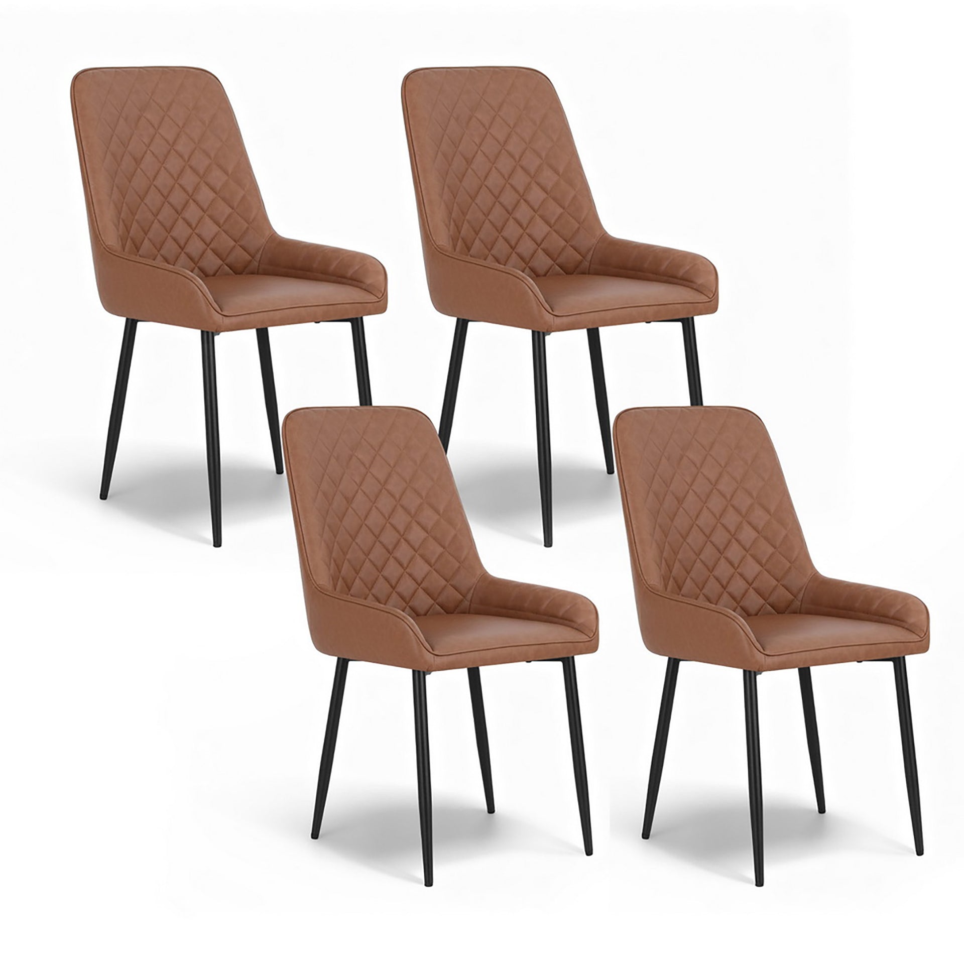 Artiss 4x Dining Chairs Retro PU Leather Kitchen Lounge Cafe Accent Chair Brown Artiss