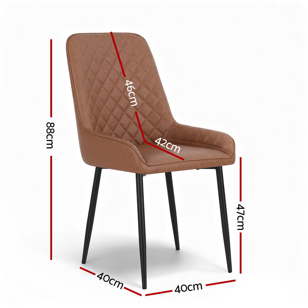 Artiss 4x Dining Chairs Retro PU Leather Kitchen Lounge Cafe Accent Chair Brown Artiss