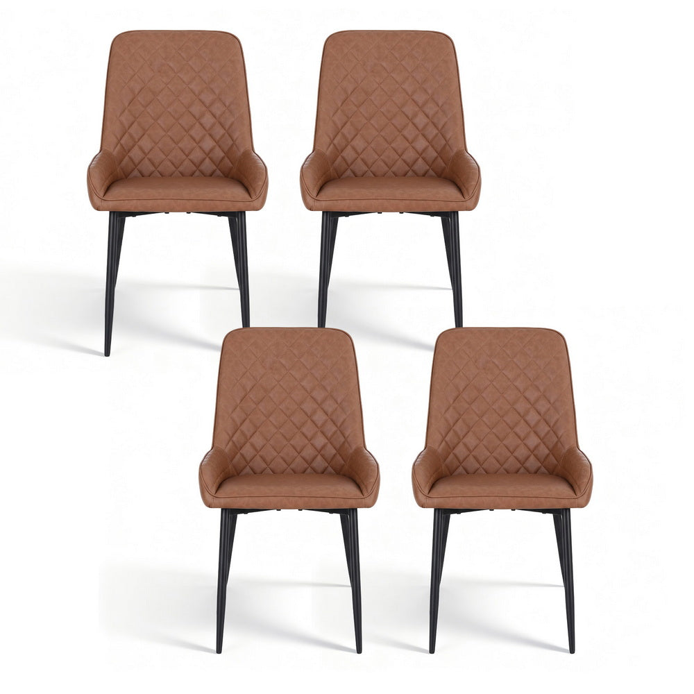 Artiss 4x Dining Chairs Retro PU Leather Kitchen Lounge Cafe Accent Chair Brown Artiss