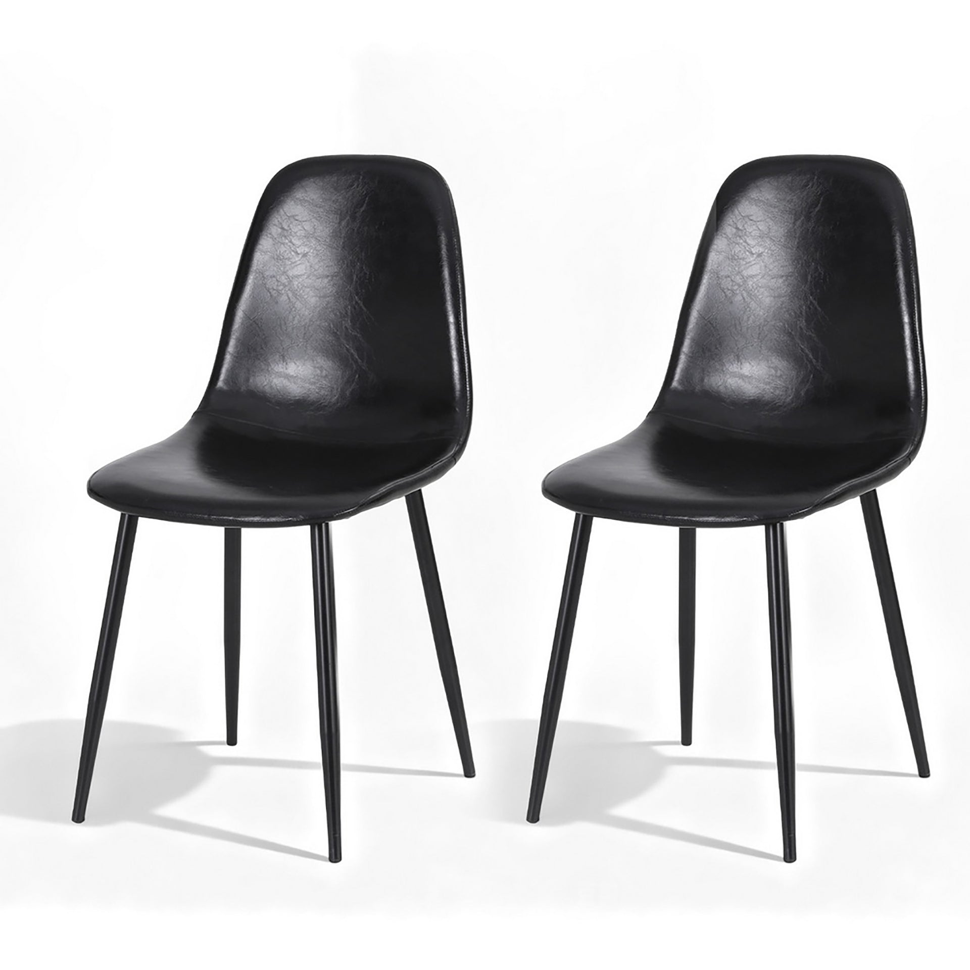 Artiss 2x Dining Chairs Retro PU Leather Kitchen Lounge Cafe Accent Chair Black Artiss