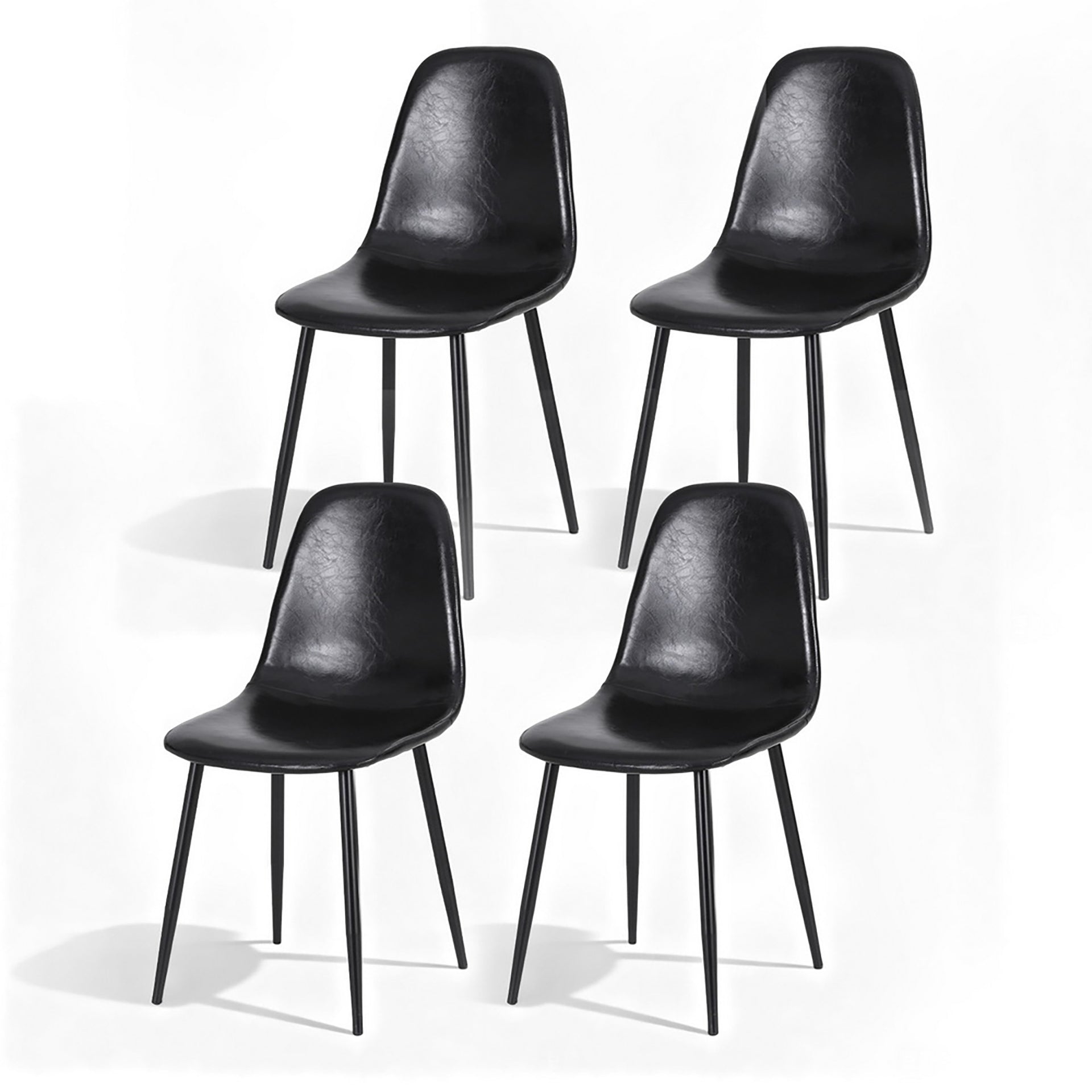 Artiss 4x Dining Chairs Retro PU Leather Kitchen Lounge Cafe Accent Chair Black Artiss