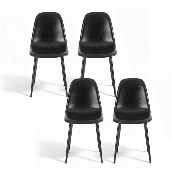 Artiss 4x Dining Chairs Retro PU Leather Kitchen Lounge Cafe Accent Chair Black Artiss