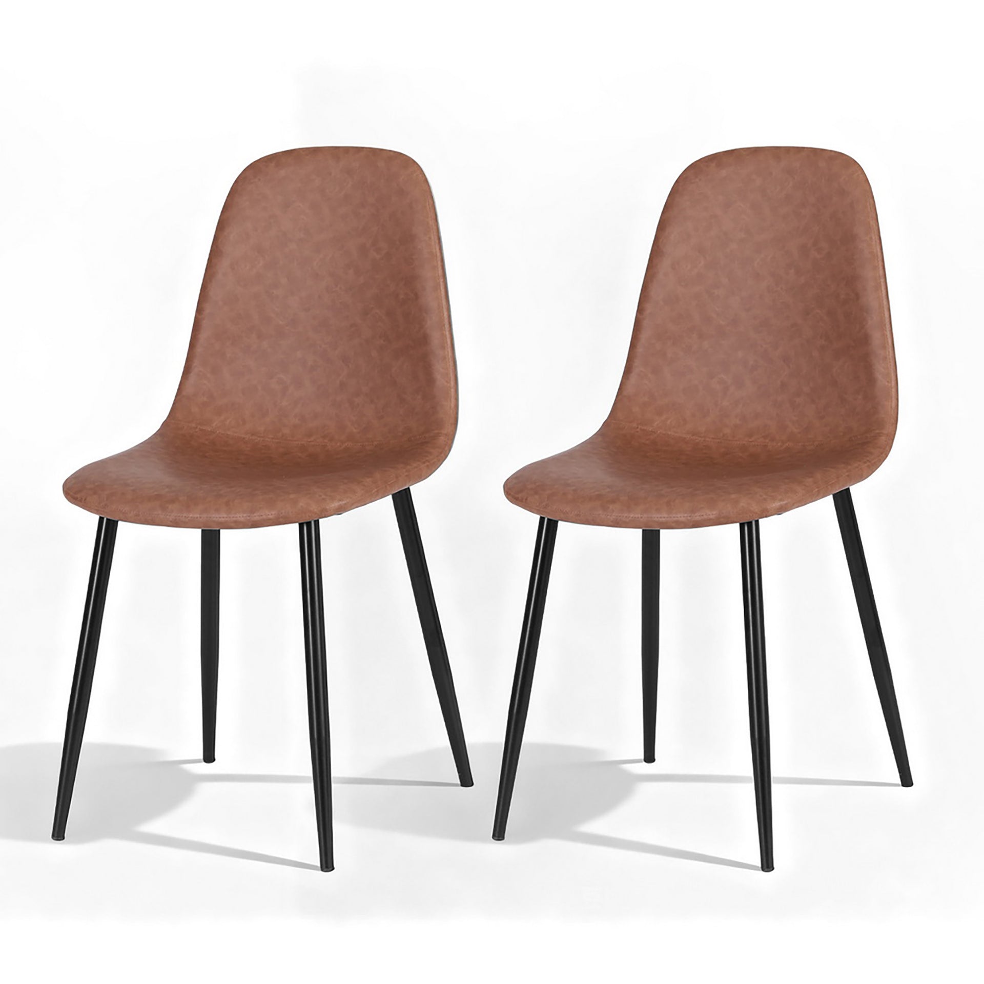 Artiss 2x Dining Chairs Retro PU Leather Kitchen Lounge Cafe Accent Chair Brown Artiss