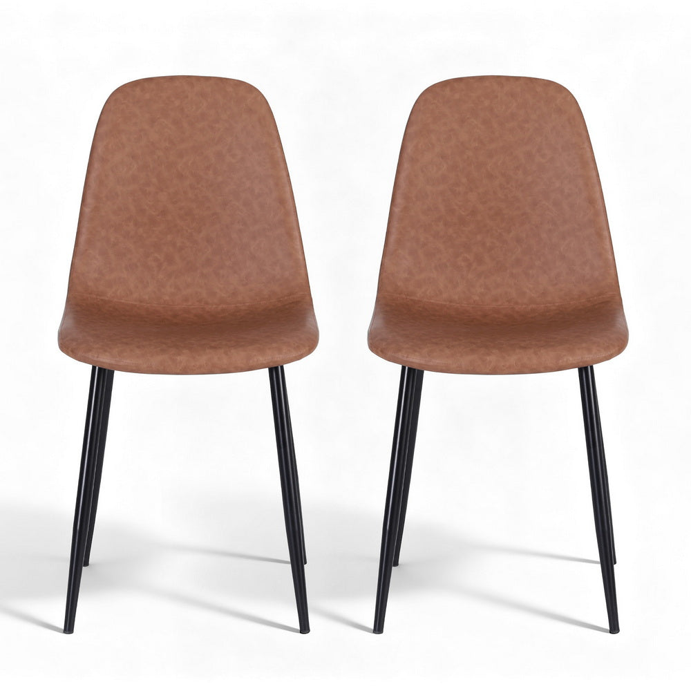 Artiss 2x Dining Chairs Retro PU Leather Kitchen Lounge Cafe Accent Chair Brown Artiss