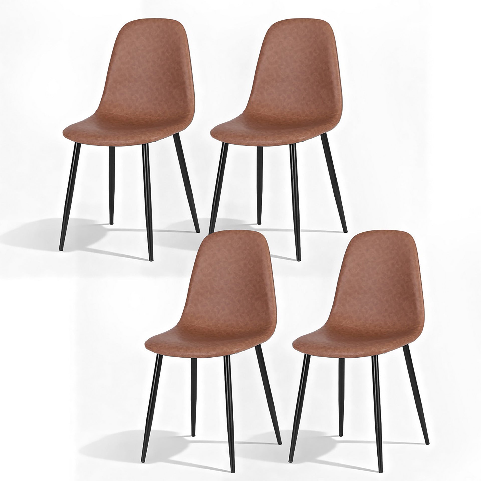 Artiss 4x Dining Chairs Retro PU Leather Kitchen Lounge Cafe Accent Chair Brown Artiss