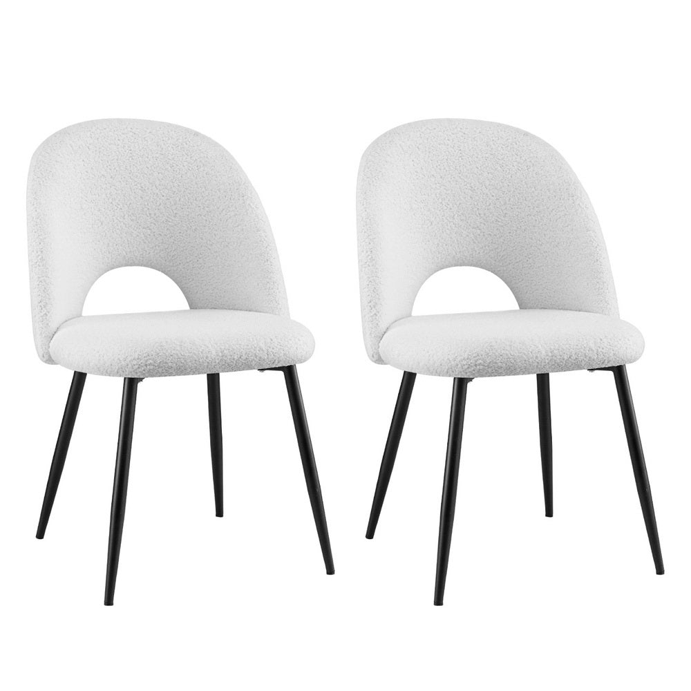 1 Set of 2 Artiss Dining Chair Boucle Sherpa Artiss