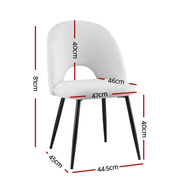 1 Set of 2 Artiss Dining Chair Boucle Sherpa Artiss