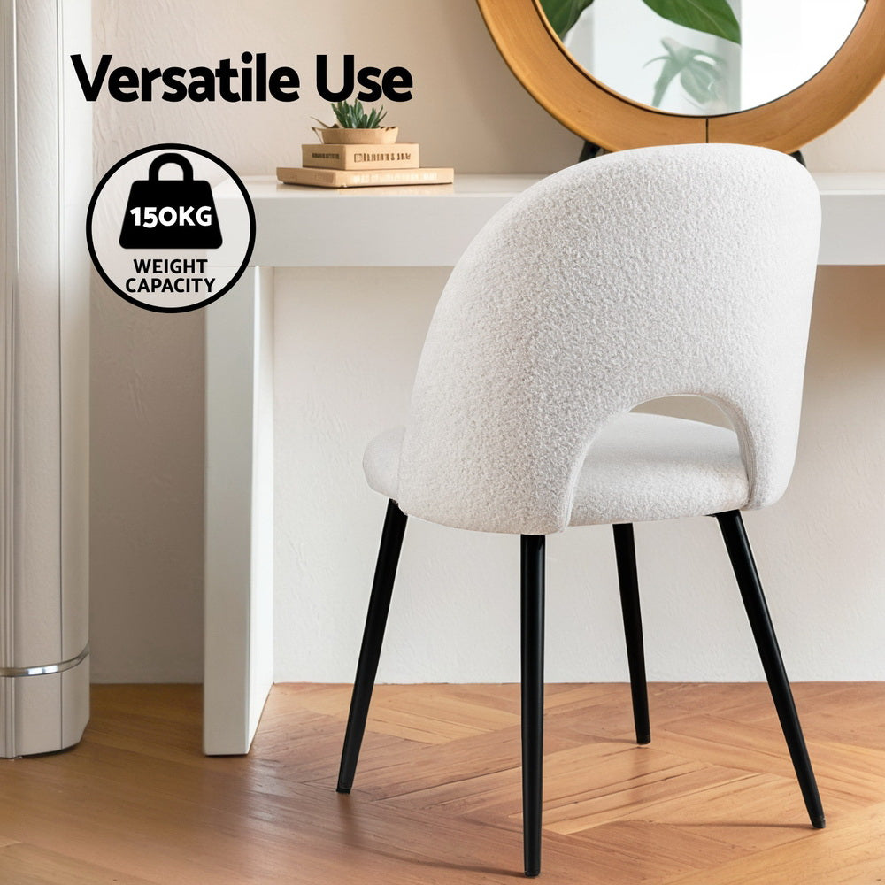 1 Set of 2 Artiss Dining Chair Boucle Sherpa Artiss