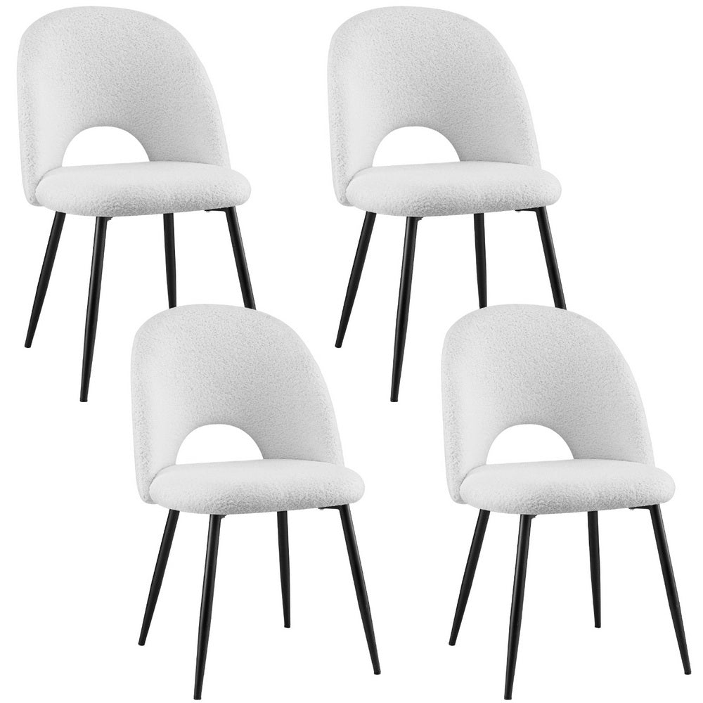 1 Set of 4 Artiss Dining Chair Boucle Sherpa Artiss