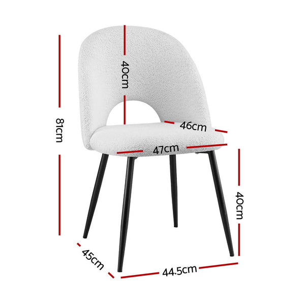 1 Set of 4 Artiss Dining Chair Boucle Sherpa Artiss