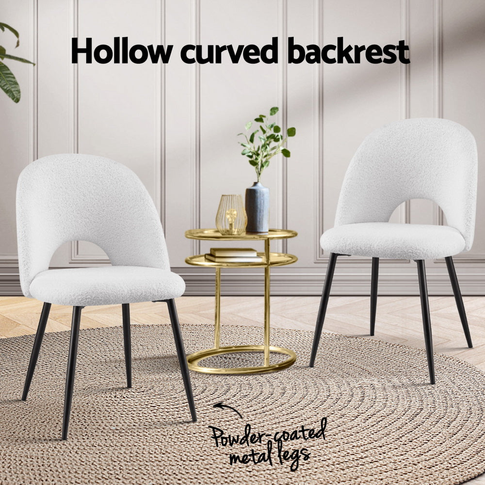 1 Set of 4 Artiss Dining Chair Boucle Sherpa Artiss