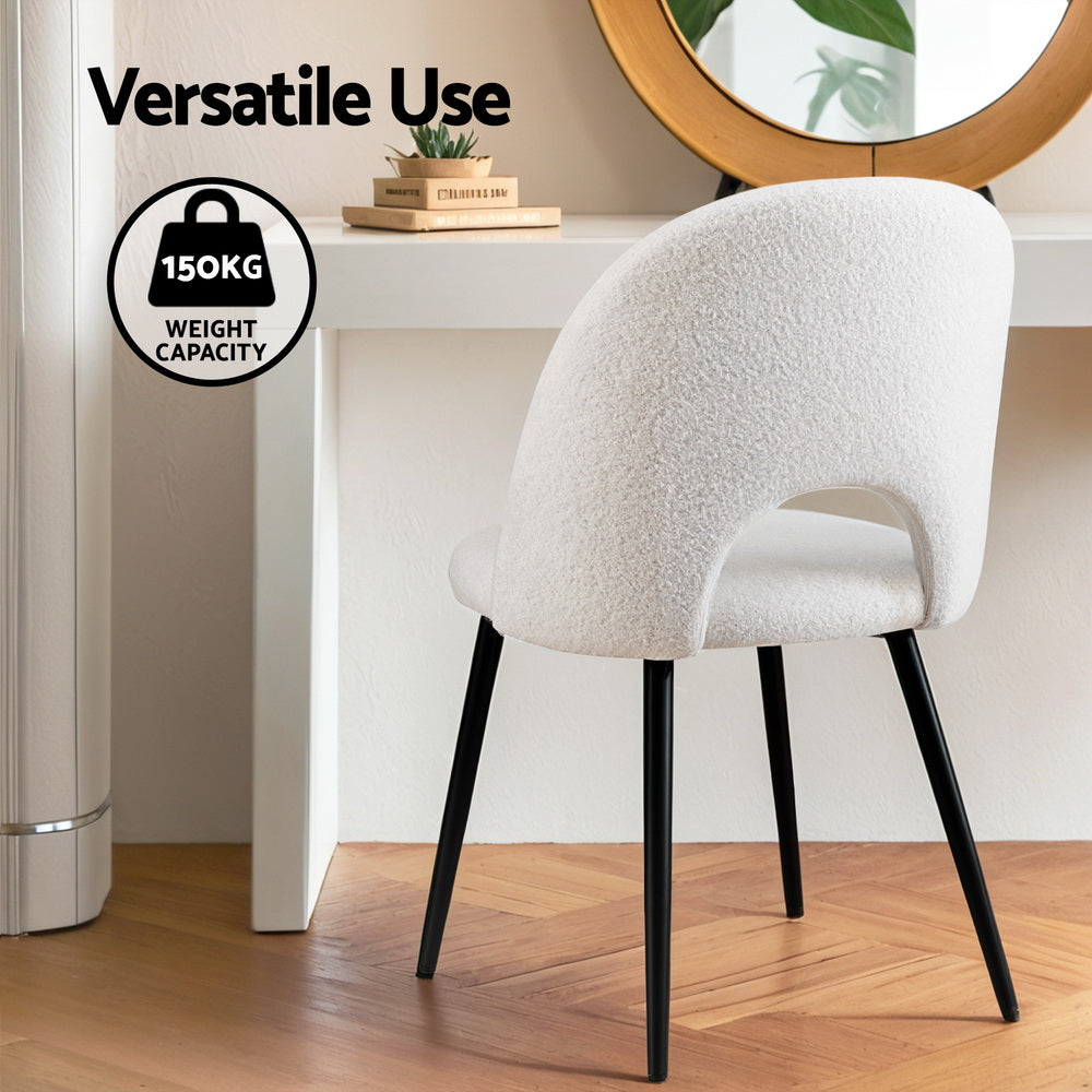 1 Set of 4 Artiss Dining Chair Boucle Sherpa Artiss