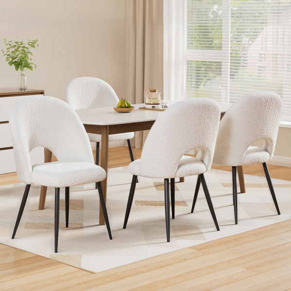 1 Set of 4 Artiss Dining Chair Boucle Sherpa Artiss