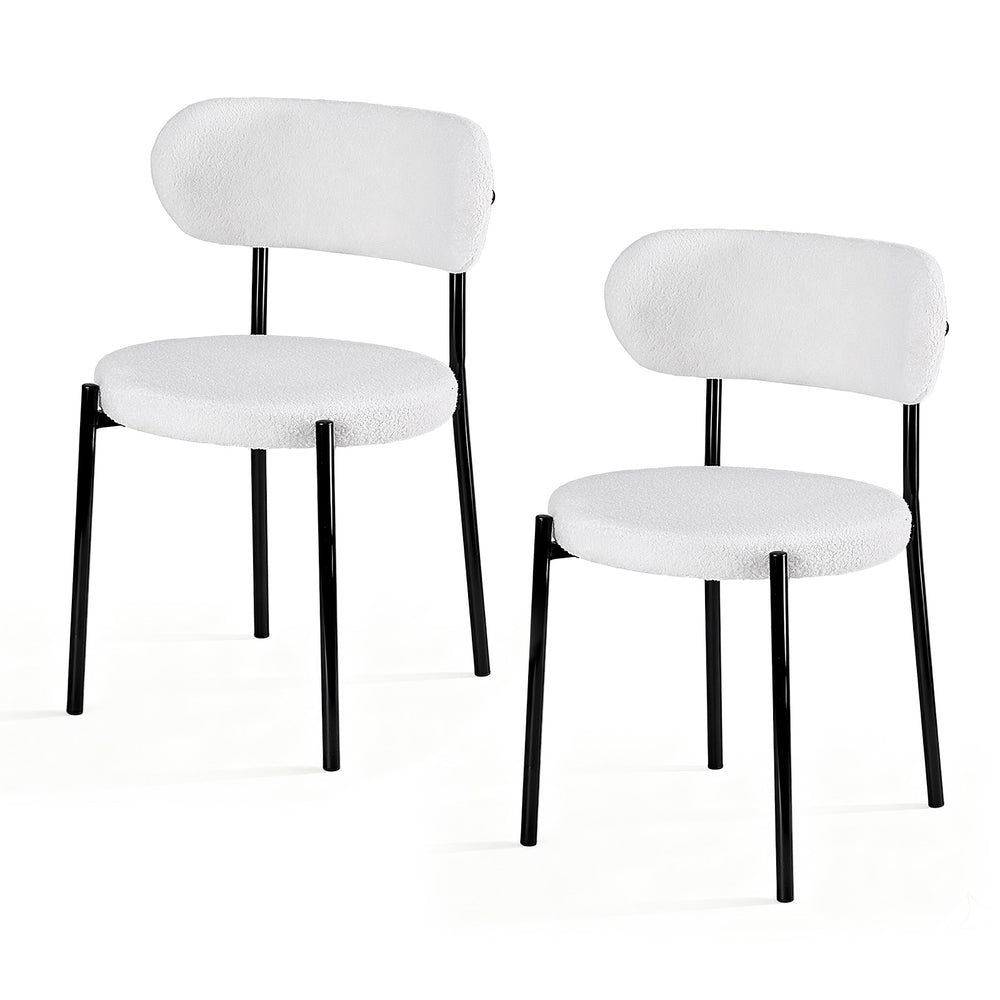 Artiss Dining Chairs Set of 2 Sherpa Boucle White Artiss