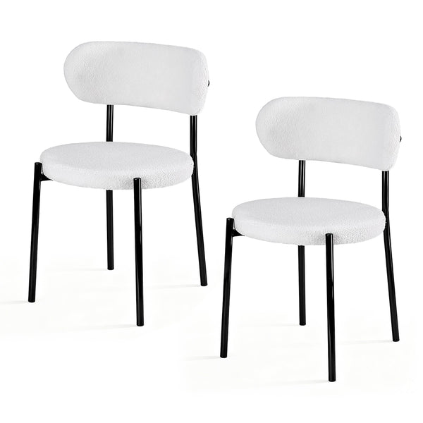 Artiss Dining Chairs Set of 2 Sherpa Boucle White Artiss