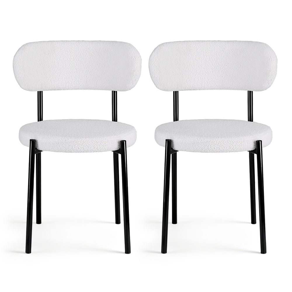 Artiss Dining Chairs Set of 2 Sherpa Boucle White Artiss
