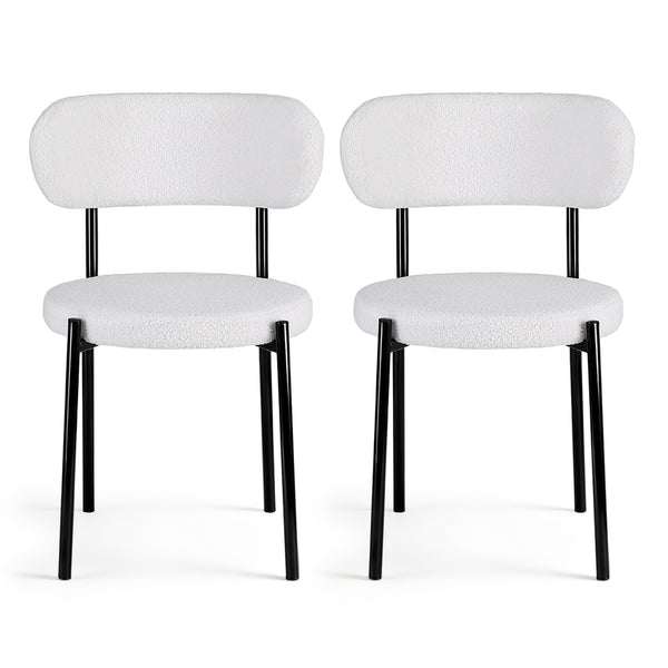 Artiss Dining Chairs Set of 2 Sherpa Boucle White Artiss