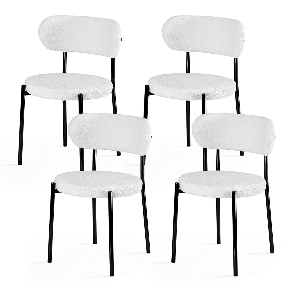 Artiss Dining Chairs Set of 4 Sherpa Boucle White Artiss