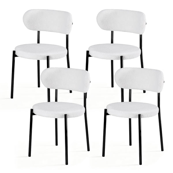 Artiss Dining Chairs Set of 4 Sherpa Boucle White Artiss