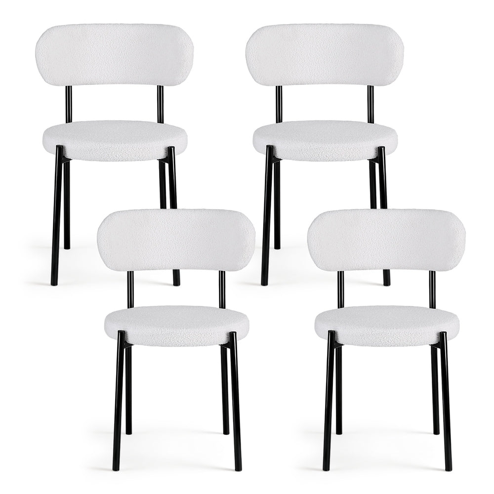 Artiss Dining Chairs Set of 4 Sherpa Boucle White Artiss