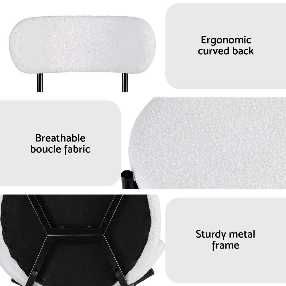 Artiss Dining Chairs Set of 4 Sherpa Boucle White Artiss