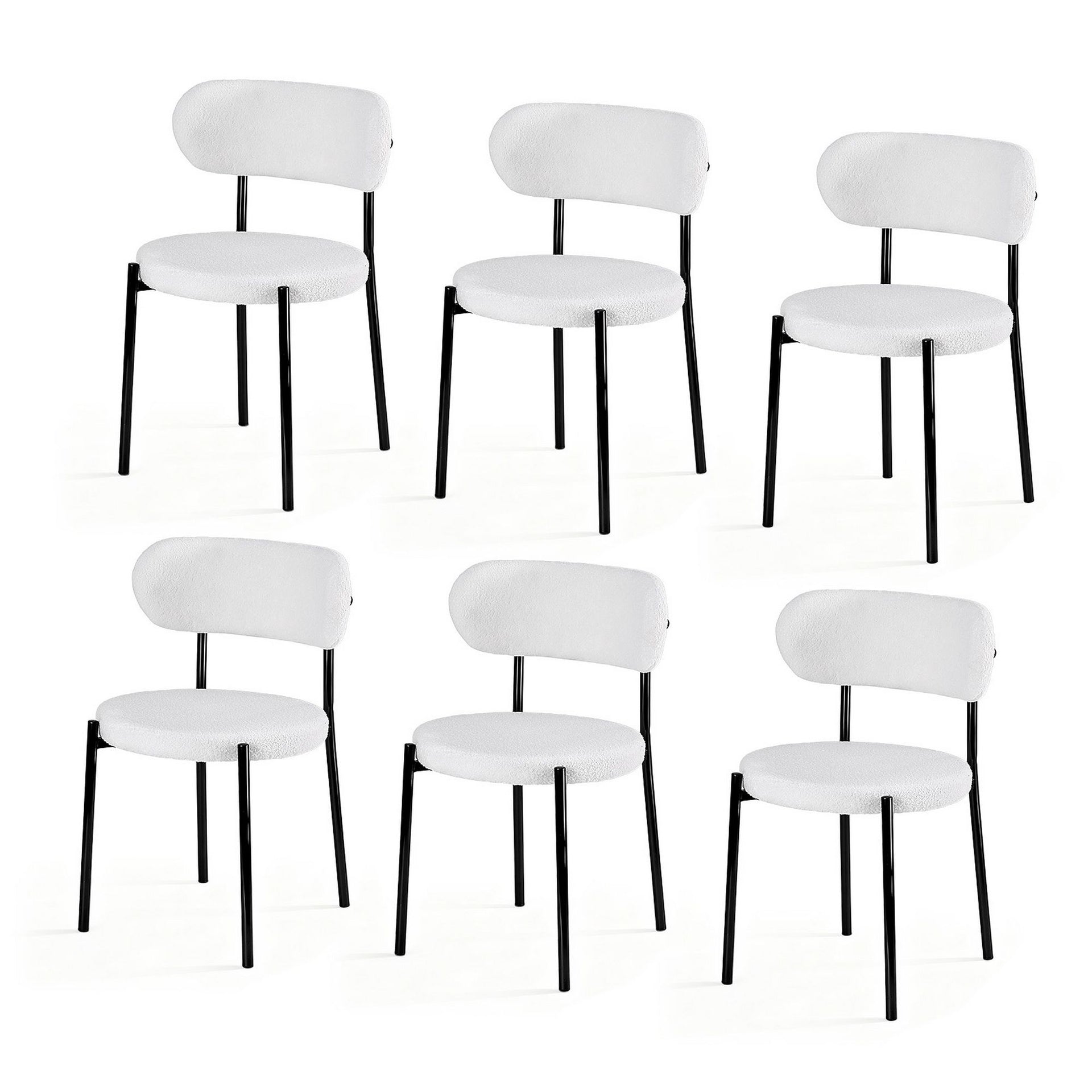 Artiss Dining Chairs Set of 6 Sherpa Boucle White Awezingly