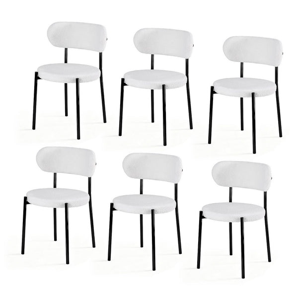 Artiss Dining Chairs Set of 6 Sherpa Boucle White Awezingly